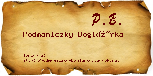 Podmaniczky Boglárka névjegykártya