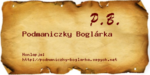 Podmaniczky Boglárka névjegykártya